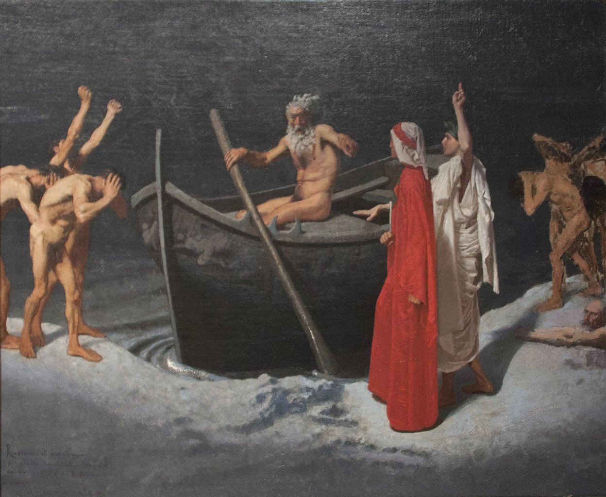 Dante e Virgilio dinnanzi la barca di Caronte
